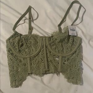 Green Lace Bustier Top